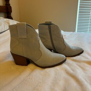 Light blue suede ankle boots